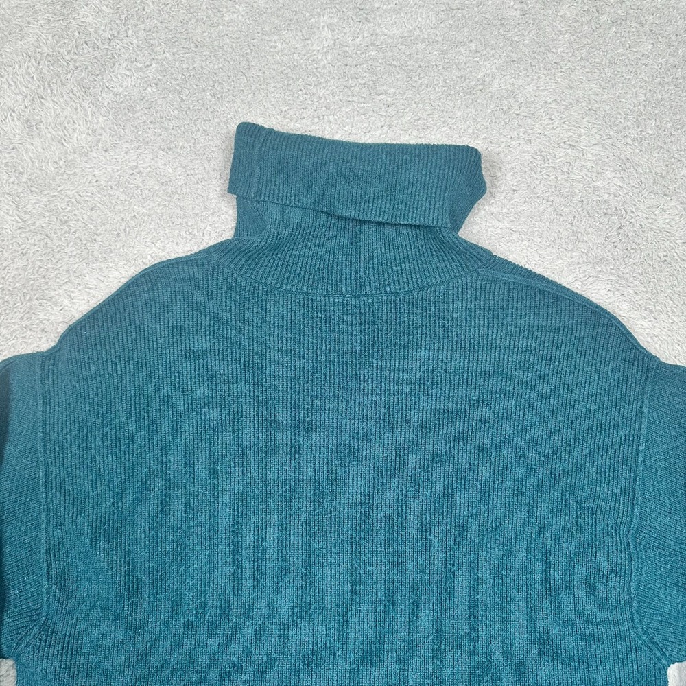 Free People Oversized Ribbed Sweater Women Small Teal Turtleneck Long Sleeve - Picture 4 of 10